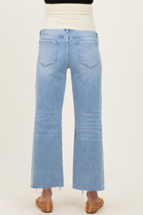 Light Blue Frayed Hem Crop Wide Leg Maternity Jeans