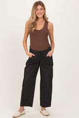 Black Striped Barrel Maternity Pants