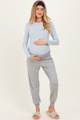 Heather Grey Maternity Band Jogger Pants