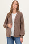 Mocha Checkered Knit Button Front Maternity Cardigan