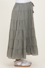 Light Olive Tiered Drawstring Maternity Maxi Skirt