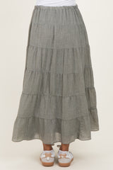 Light Olive Tiered Drawstring Maternity Maxi Skirt