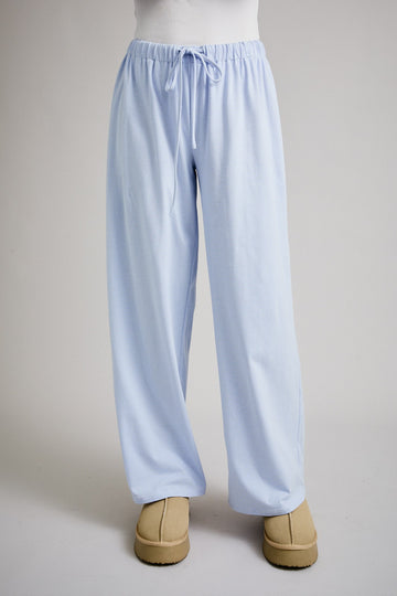 Light Blue Striped Front Tie Lounge Pants