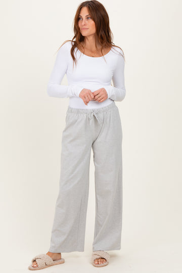 Heather Grey Striped Front Tie Lounge Pants