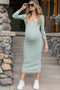 Sage V-Neck Long Sleeve Fitted Maternity Maxi Dress