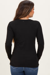 Black Basic Long Sleeve Maternity Top
