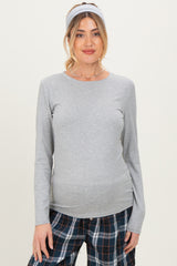 Heather Grey Basic Long Sleeve Maternity Top