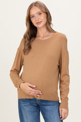 Camel Classic Crew Neck Maternity Sweater