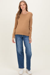 Camel Classic Crew Neck Maternity Sweater