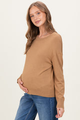 Camel Classic Crew Neck Maternity Sweater