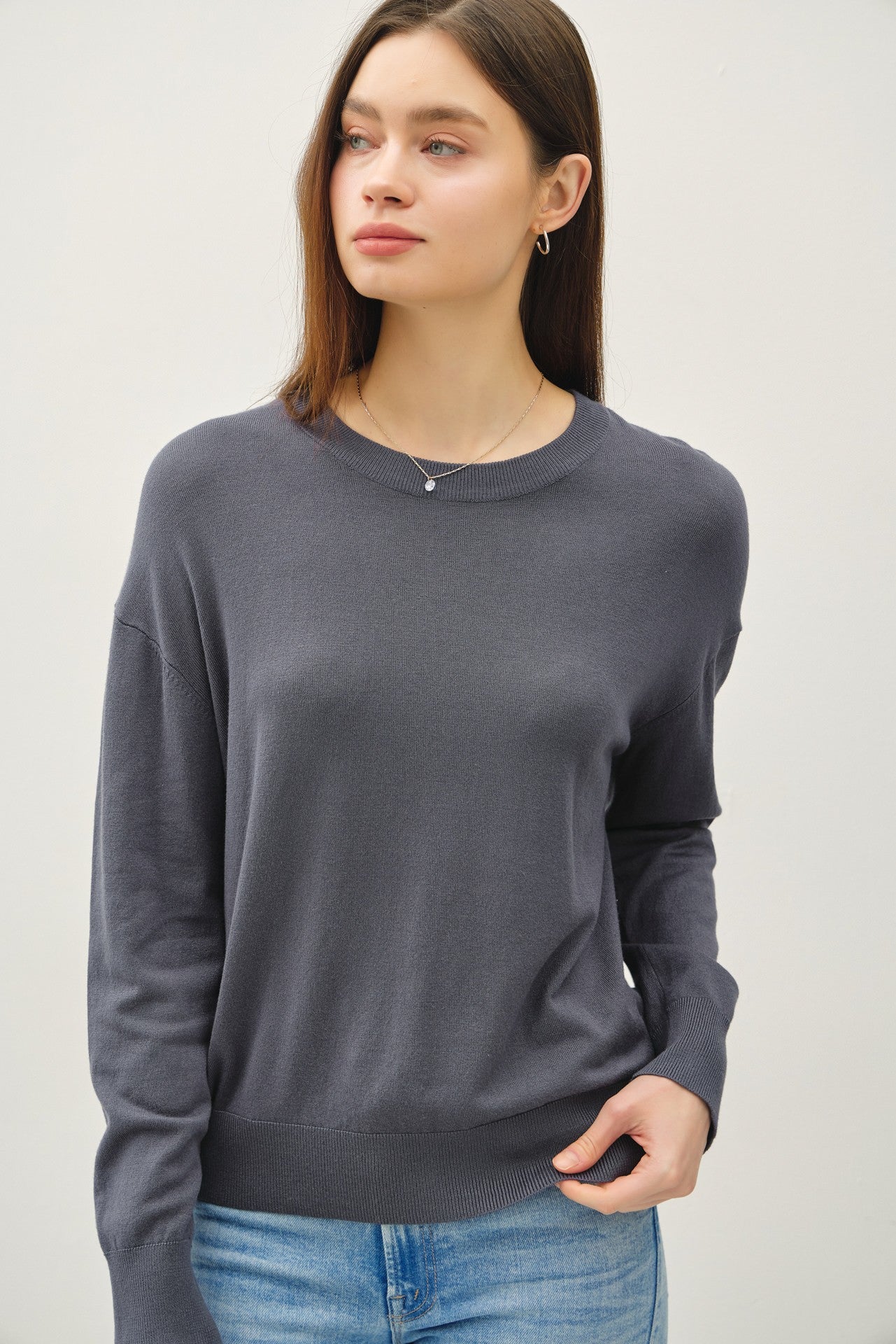 Charcoal Classic Crew Neck Sweater