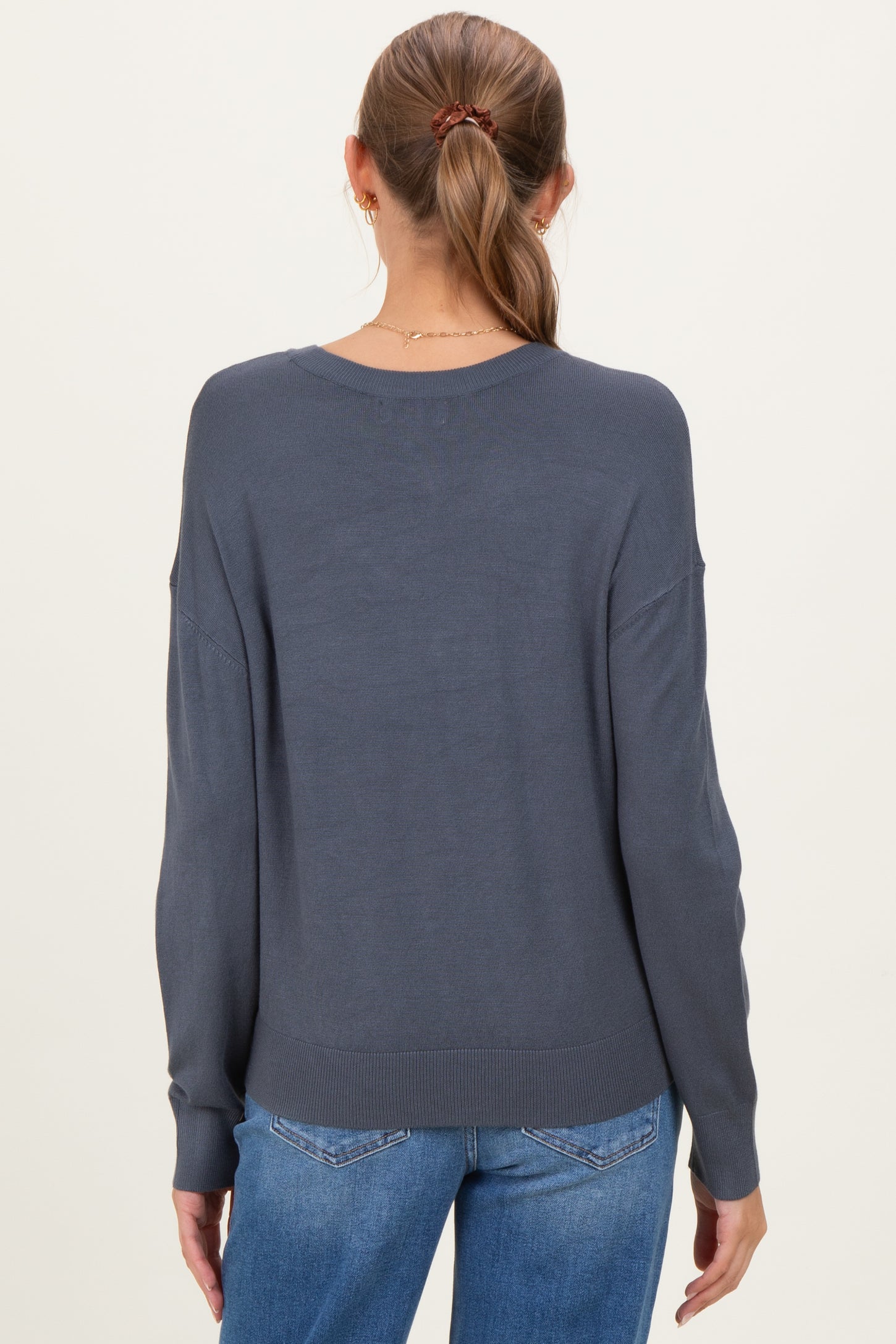 Charcoal Classic Crew Neck Maternity Sweater