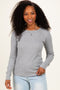 Heather Grey Ribbed Basic Long Sleeve Top
