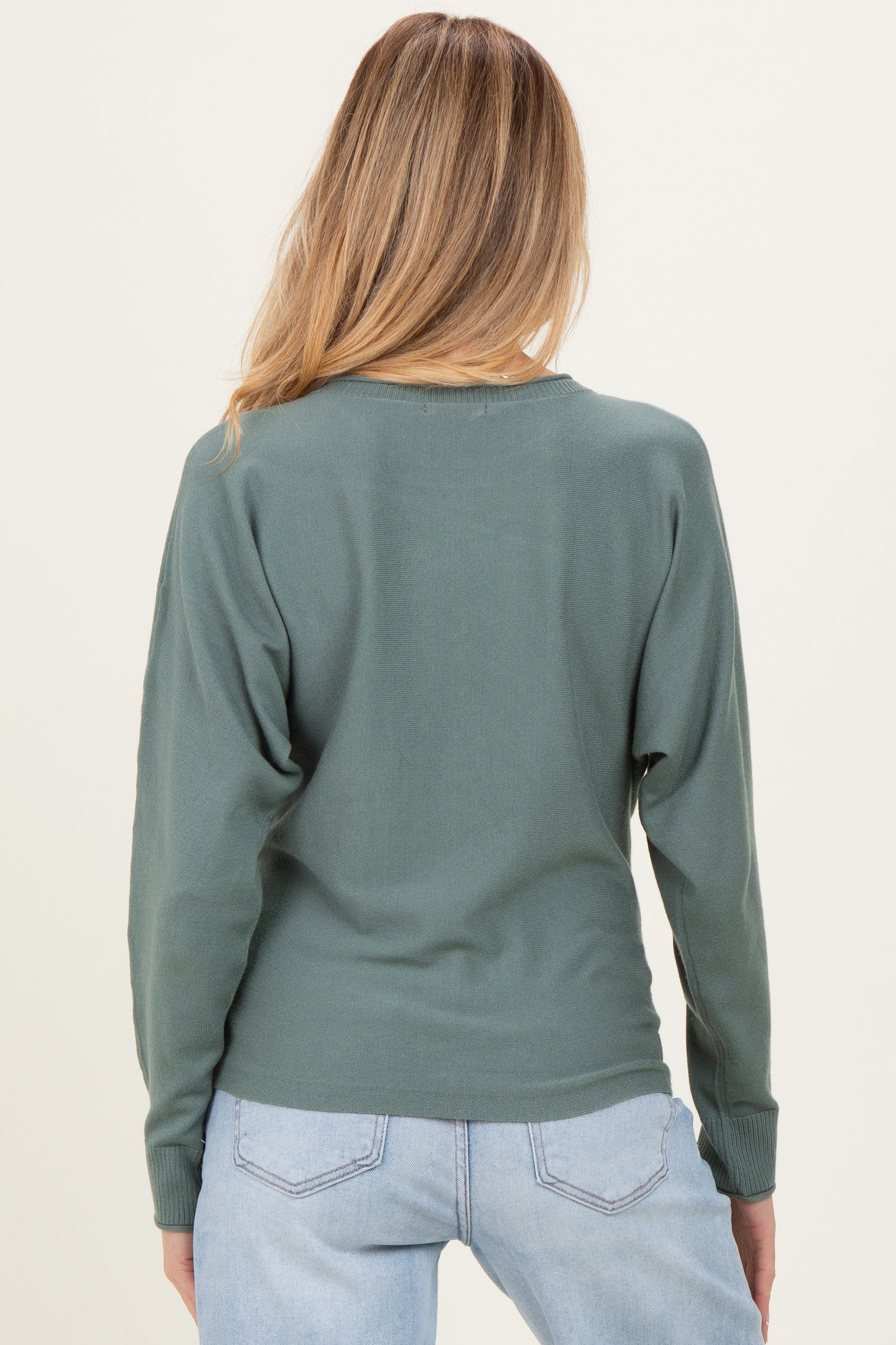 Dark Jade Dolman Sleeve Maternity Knit Top