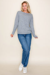 Heather Grey Boat Neck Sweater