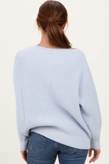 Baby Blue Chunky Knit Boat Neck Sweater