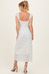 Ivory Multi Floral Cap Sleeve Maternity Midi Dress