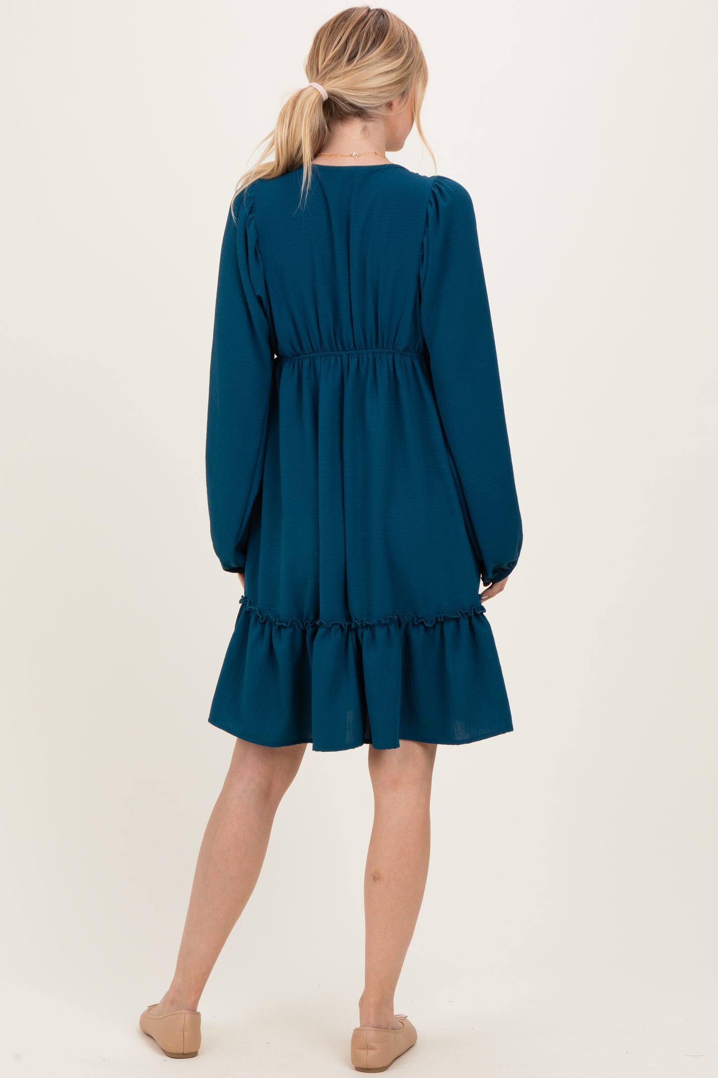long sleeve drop waist midi dress Mint Velvet Blue Drop Waist Midi Shirt Dress | Size 02 | Blue