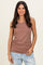 Mocha Ribbed Sleeveless Ruched Top
