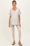 Sand Oversized V-Neck Tee Legging Maternity Lounge Set