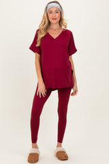 Cabernet Oversized V-Neck Tee Legging Maternity Lounge Set