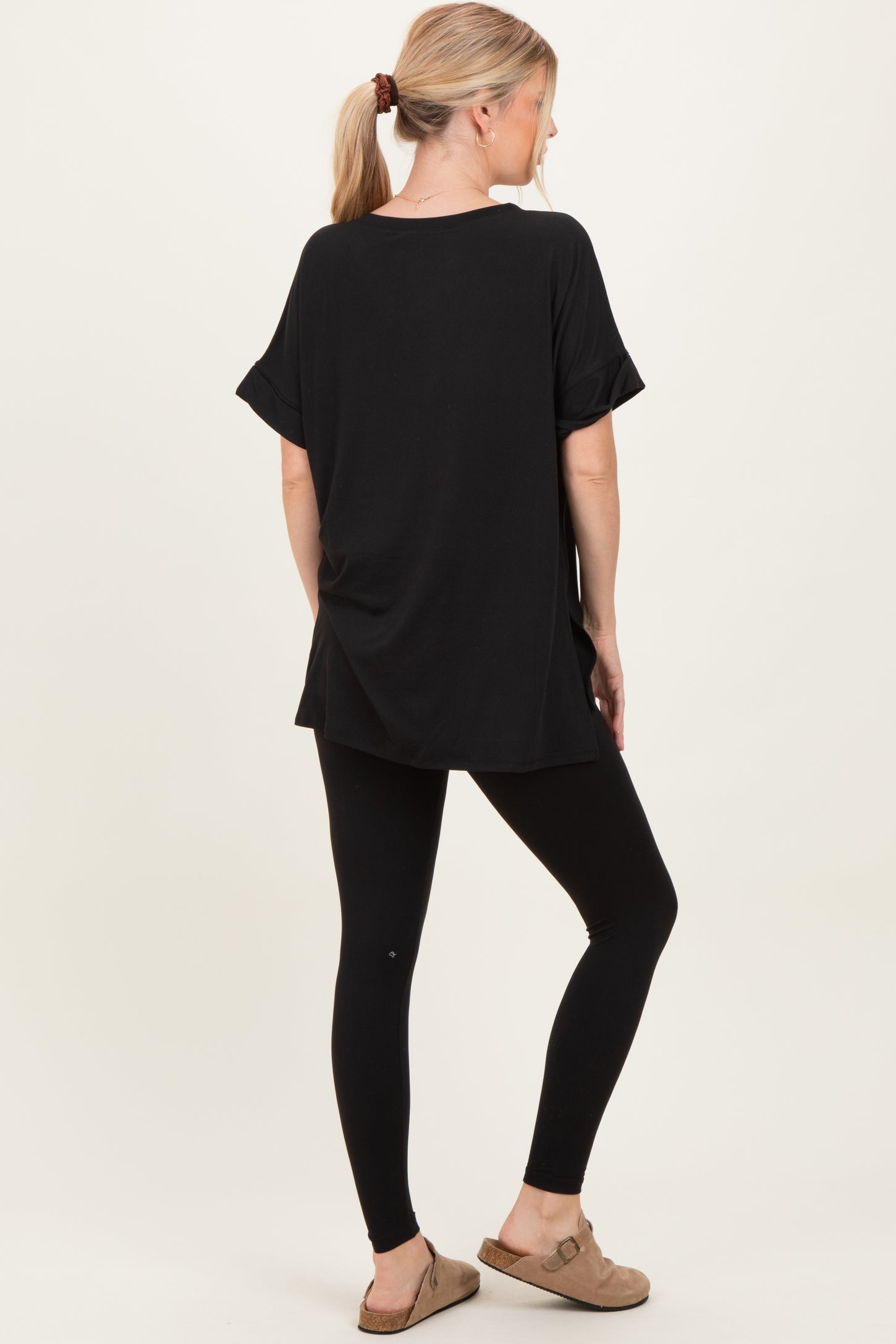 Black Oversized V-Neck Tee Legging Lounge Set