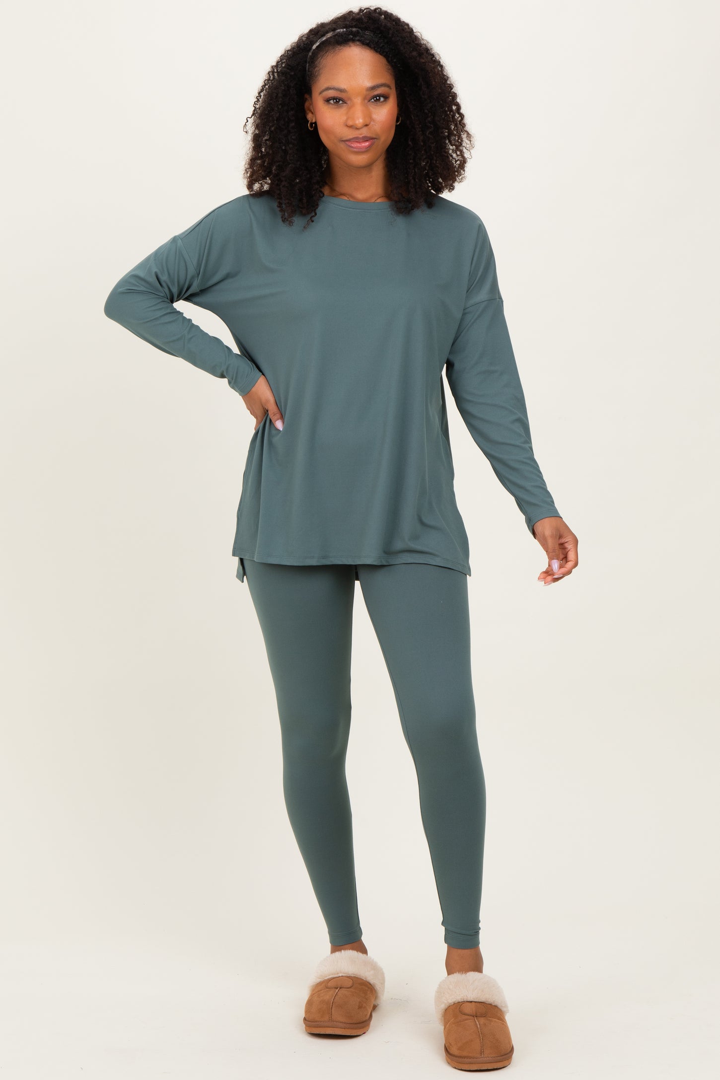 Ash Jade Brushed Knit Oversized Top and Legging Maternity Set