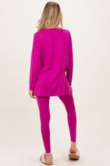 Magenta Brushed Knit Maternity Oversized Top and Legging Set