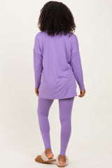 Lavender Brushed Knit Oversized Top and Legging Set