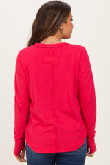 Fuchsia Long Sleeve Exposed Seam Maternity Top