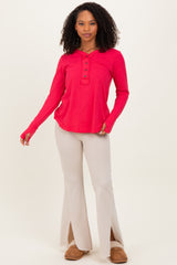 Fuchsia Long Sleeve Exposed Seam Top