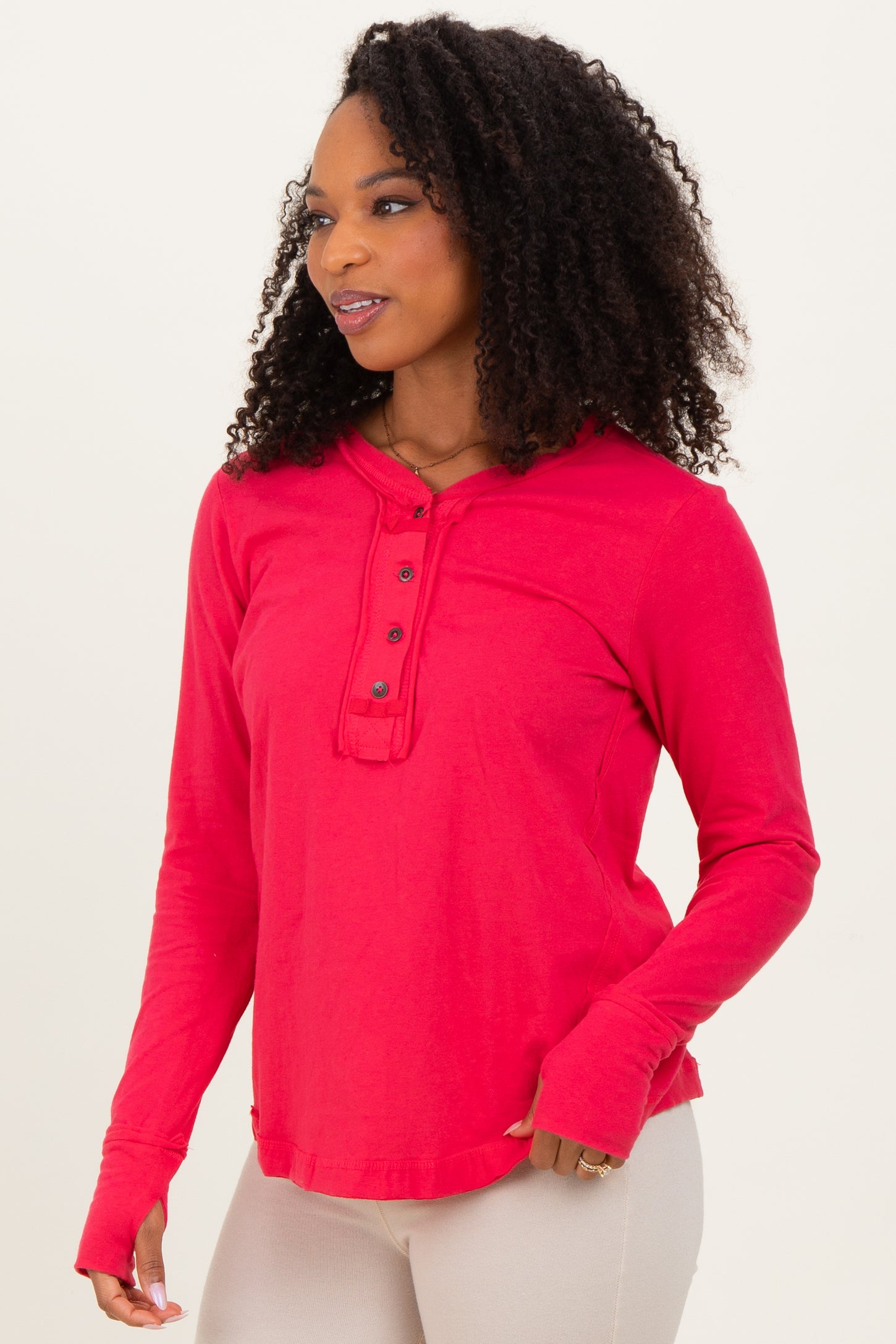 Fuchsia Long Sleeve Exposed Seam Top