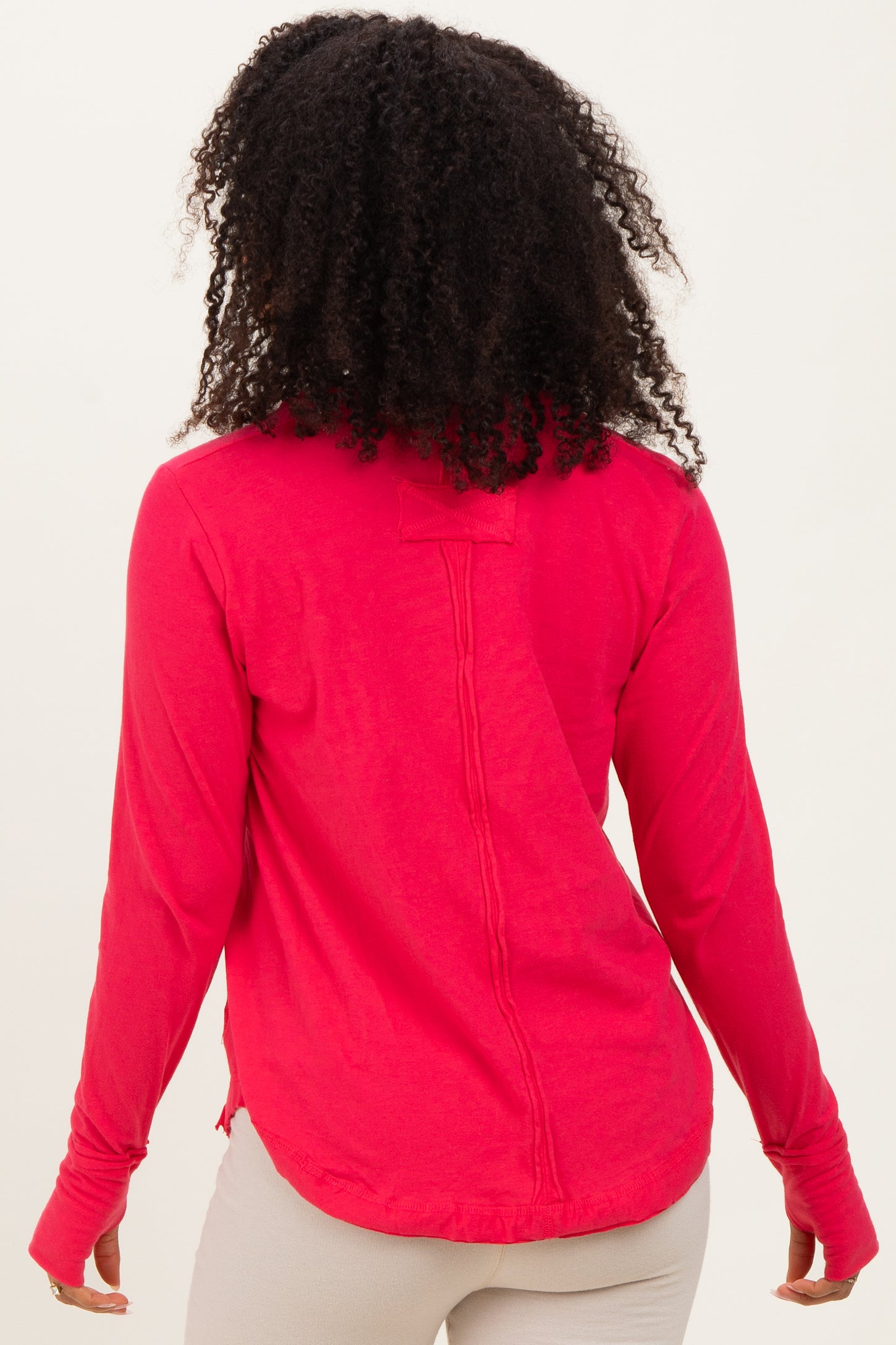 Fuchsia Long Sleeve Exposed Seam Top