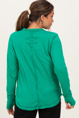 Green Long Sleeve Exposed Seam Maternity Top