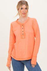 Peach Long Sleeve Exposed Seam Top