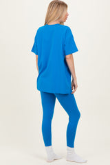 Ocean Blue Oversized Crewneck Short Sleeve and Legging Set