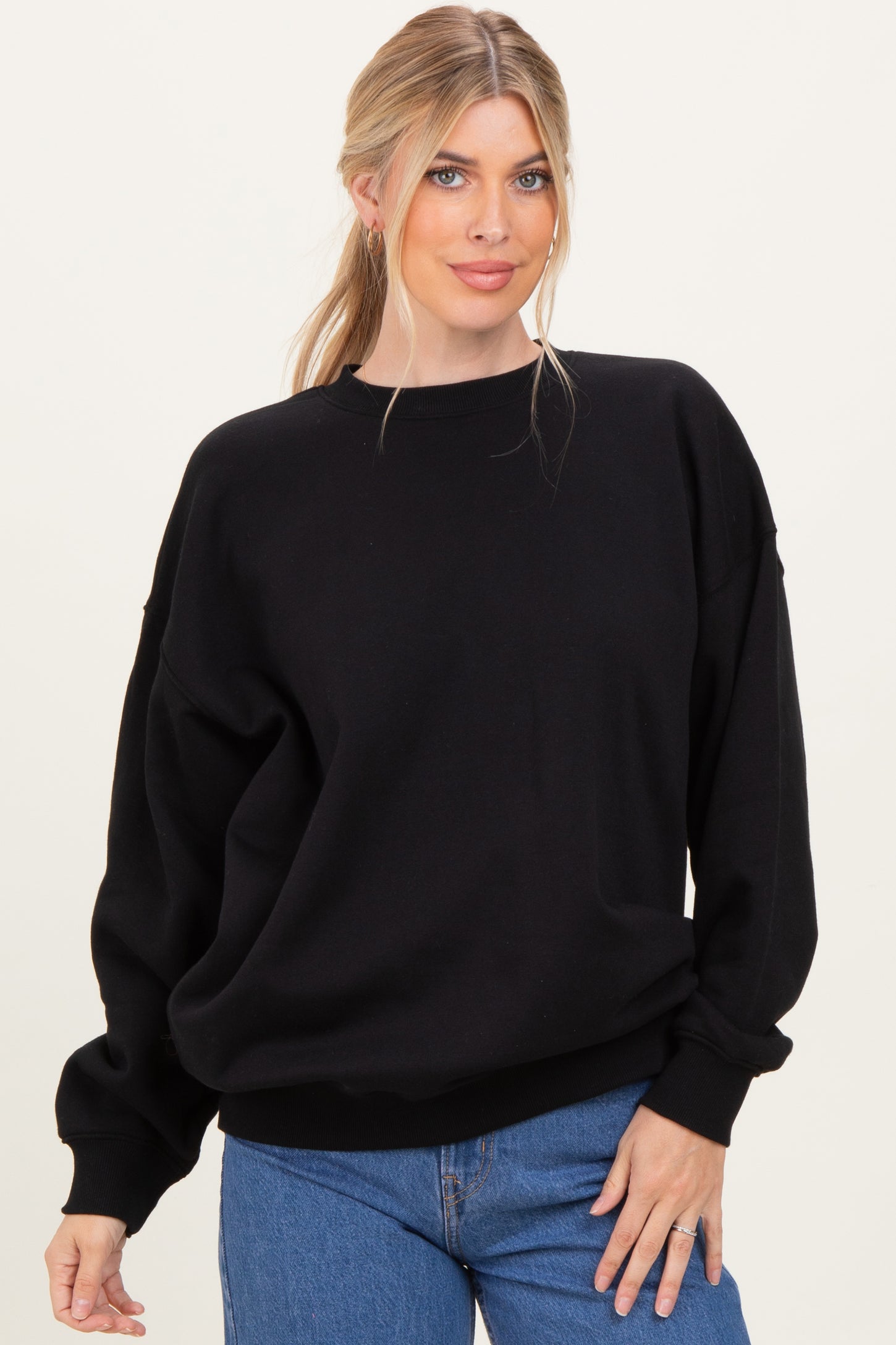 Black Oversized Fleece Sweatshirt
