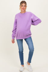 Lavender Oversized Maternity Fleece Sweatshirt
