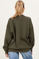 Olive Oversized Maternity Fleece Sweatshirt