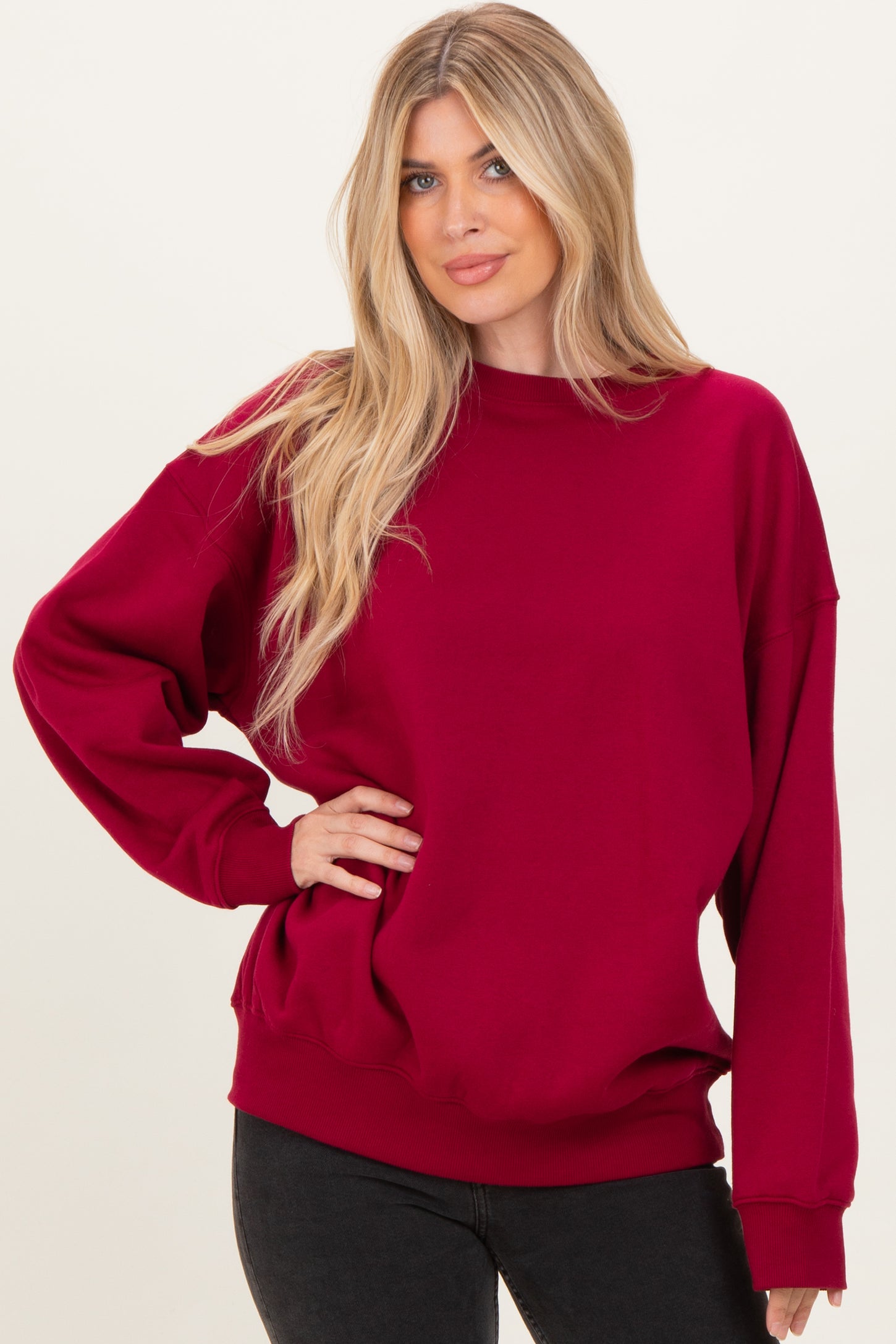 Red Oversized Fleece Sweatshirt