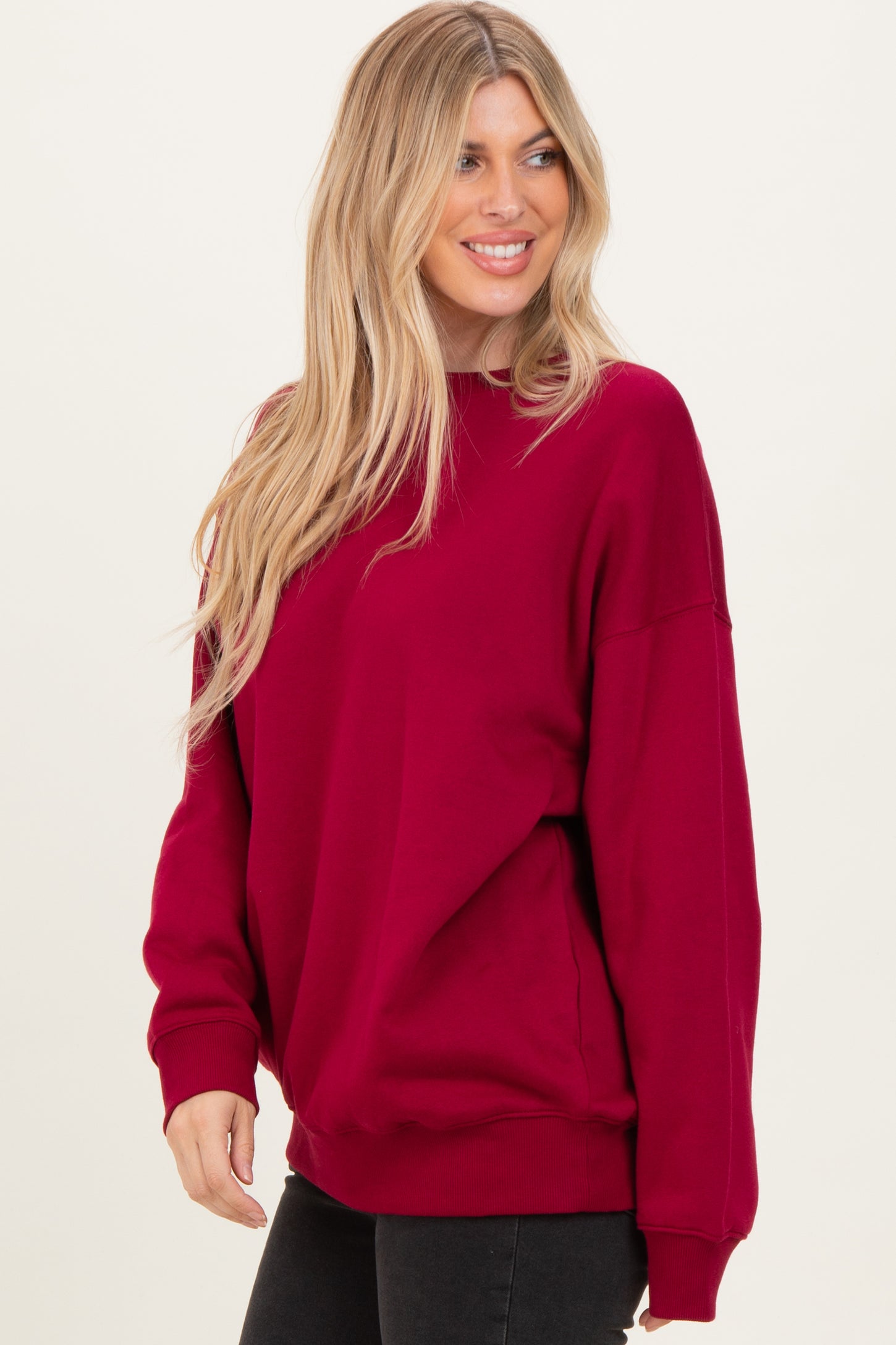 Red Oversized Fleece Sweatshirt