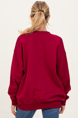 Red Oversized Maternity Fleece Sweatshirt