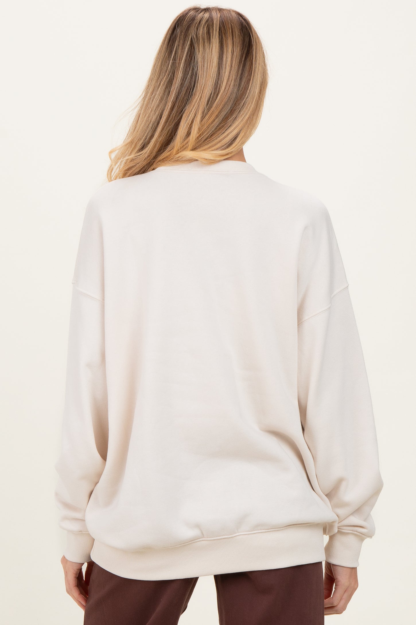 Sand Oversized Maternity Fleece Sweatshirt