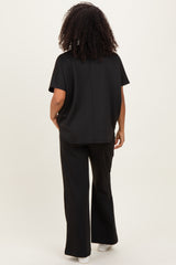 Black Curved Hem Tee Pants Maternity Set