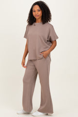 Mocha Curved Hem Tee Pants Maternity Set