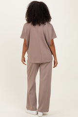 Mocha Curved Hem Tee Pants Maternity Set