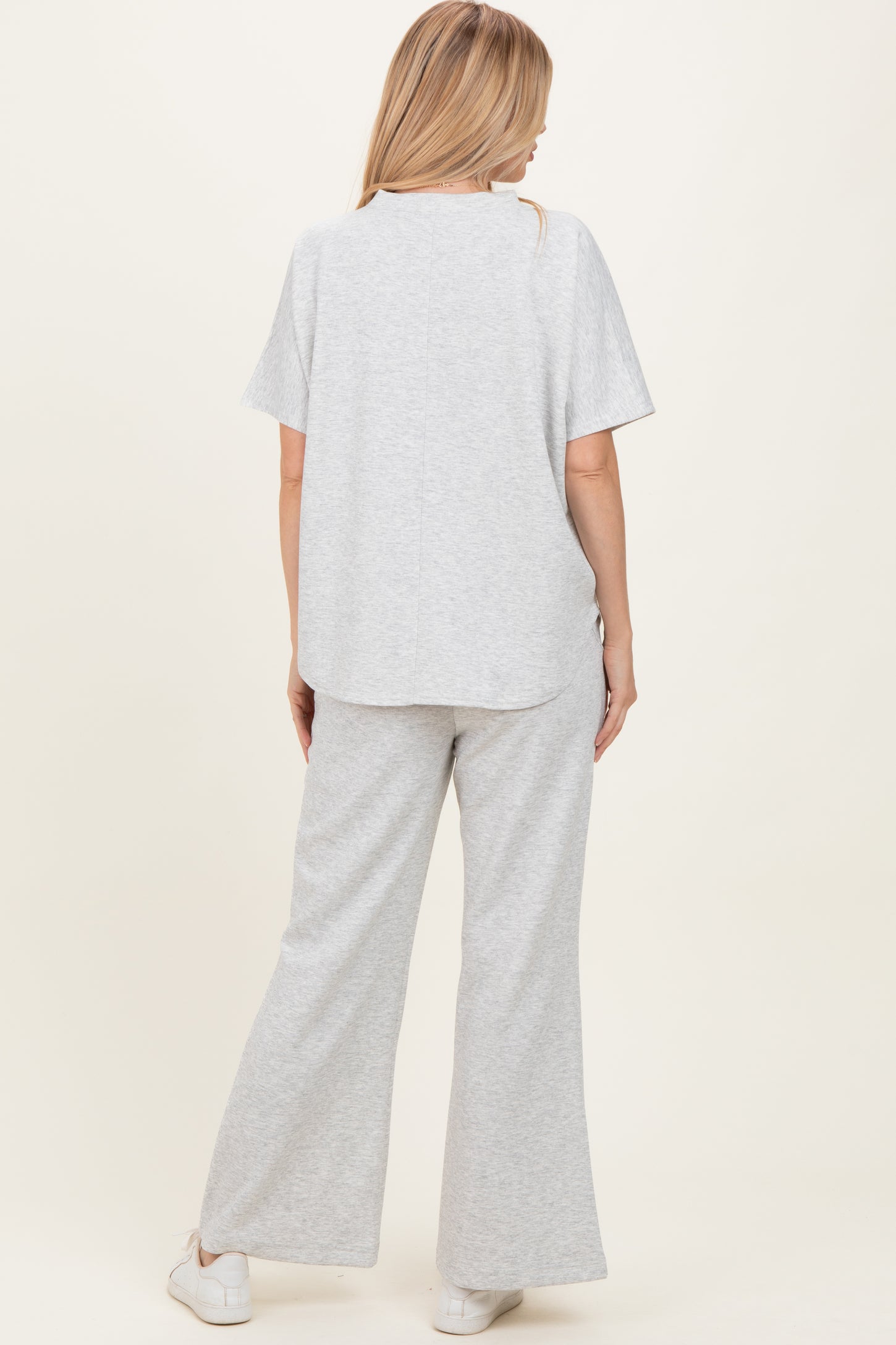 Heather Grey Curved Hem Tee Pants Maternity Set