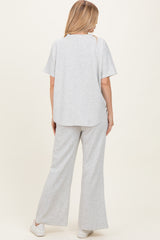 Heather Grey Curved Hem Tee Pants Maternity Set