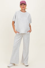 Heather Grey Curved Hem Tee Pants Maternity Lounge Set
