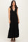 Black Shoulder Tie Ribbed Tiered Maxi Dress